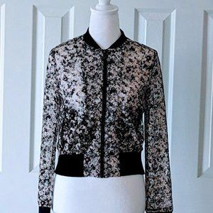 CHELSEA28 Women's Long Sleeve Lace Sheer Top Jacket Size XS White Multi NWOT